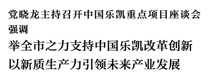 黨曉龍主持召開中國(guó)樂凱重點(diǎn)項(xiàng)目座談會(huì)